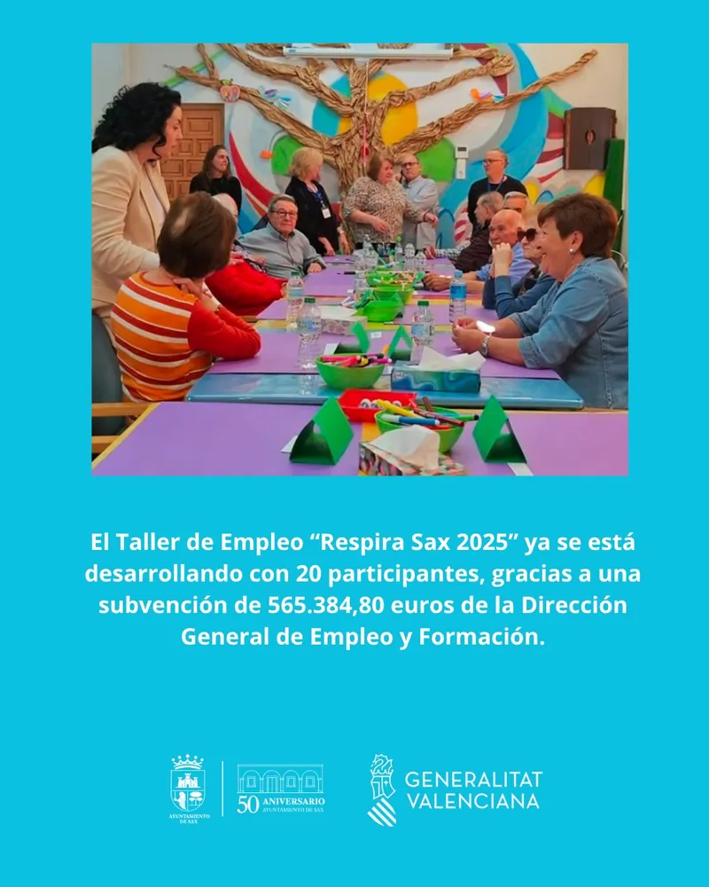 Sax pone en marcha el Taller de Empleo "Respira Sax 2025" con 20 participantes y 565.000 euros de subvención