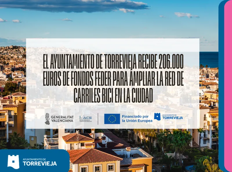 Torrevieja amplía su red de carriles bici con 206.000 euros de fondos europeos FEDER