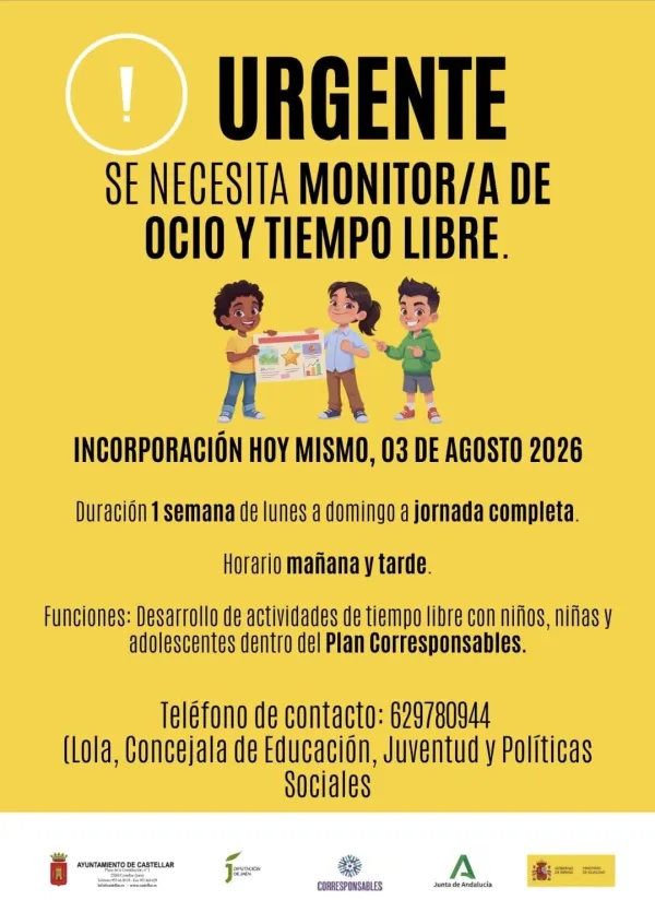 Castellar busca monitores de ocio y tiempo libre para el verano
