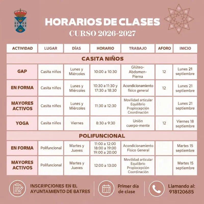 Batres inicia el curso 2026-2027 con una variada oferta de actividades deportivas