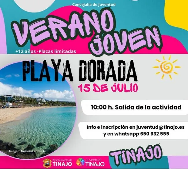 Tinajo organiza una excursión a Playa Dorada para jóvenes el 15 de julio