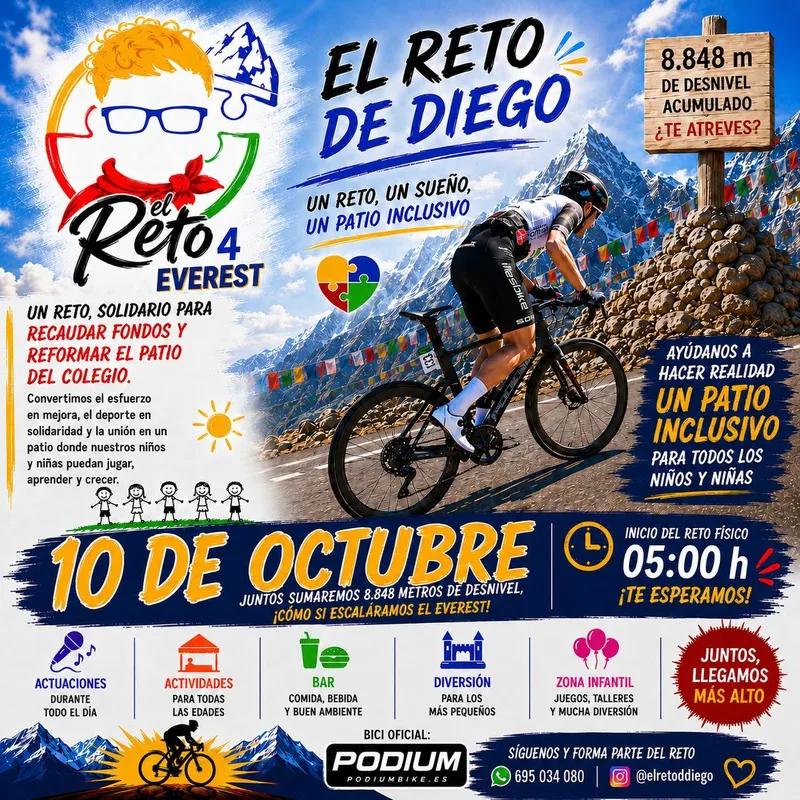 Bargas se prepara para el Reto 4 Everest: 8.848 metros en bici por un patio inclusivo