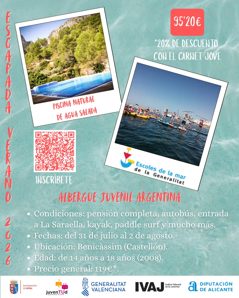 Catral organiza una escapada de verano a Benicàssim para jóvenes de 14 a 18 años