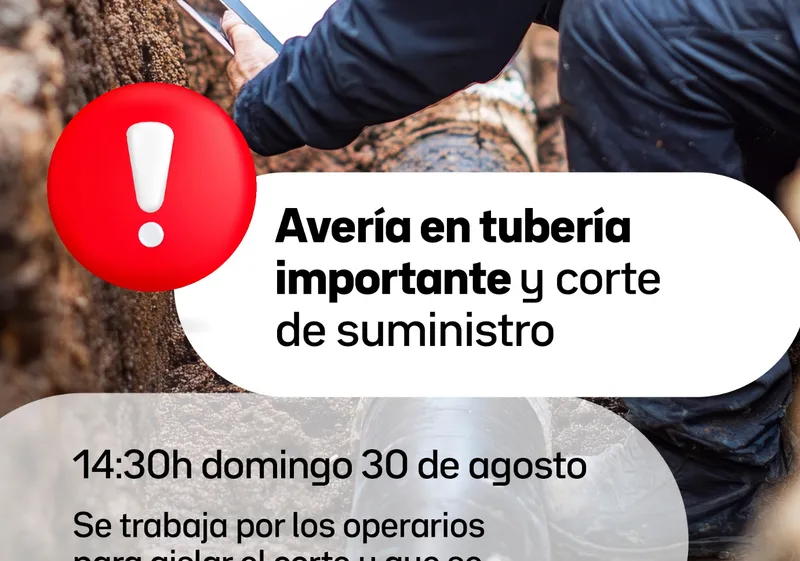 Alovera sufre un corte de agua generalizado por rotura de tubería principal