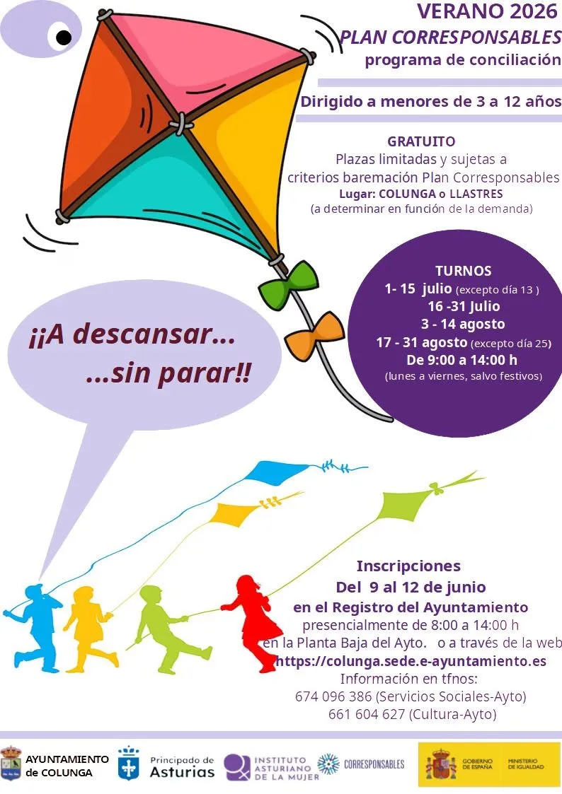 Colunga abre inscripciones para su campamento de verano gratuito del Plan Corresponsables
