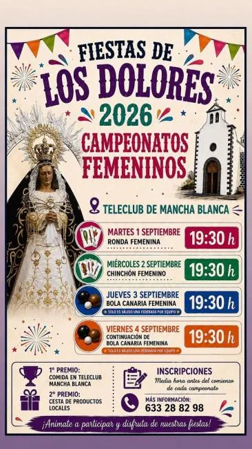 Tinajo celebra campeonatos femeninos en las Fiestas de Los Dolores 2026