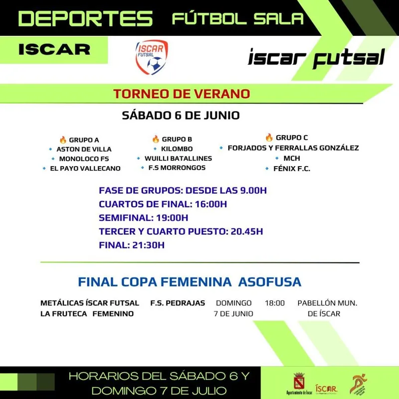 Agenda deportiva de Íscar para el fin de semana