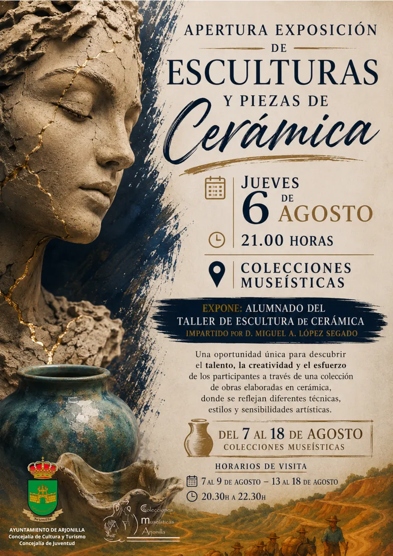 Arjonilla celebra la exposición de esculturas y cerámica del taller local