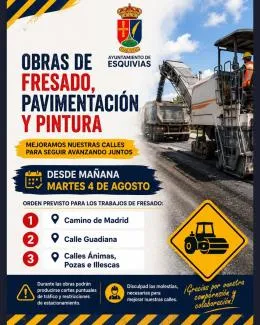 Mejoras en el firme de varias calles de Esquivias con fresado y pavimentación