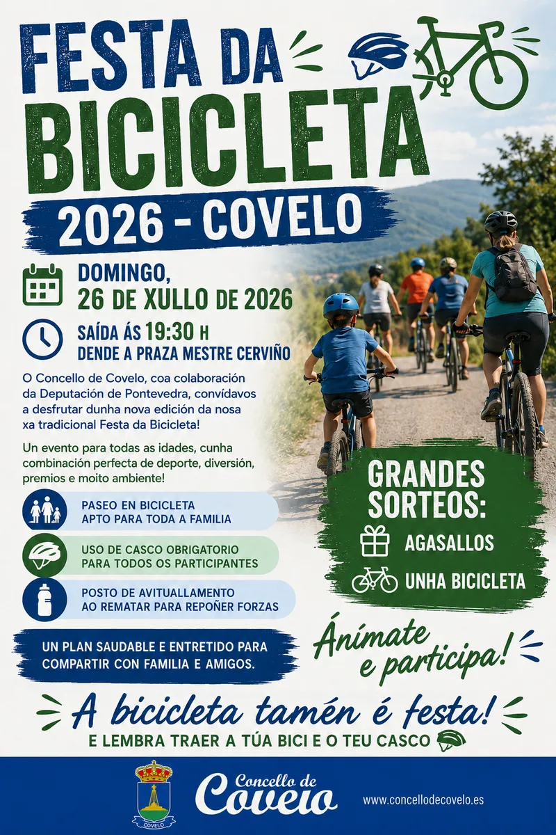 Covelo celebra la Festa da Bicicleta 2026 con un recorrido familiar y sorteos
