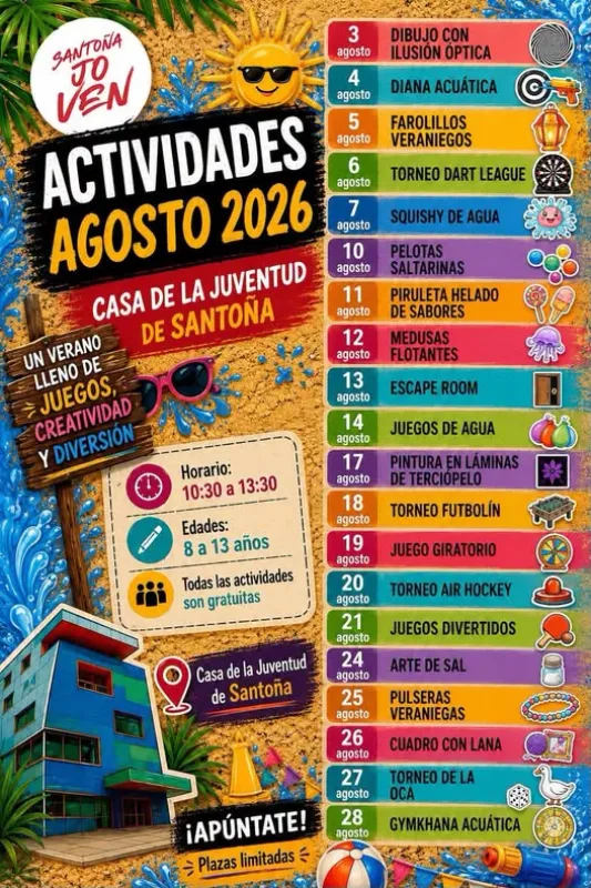Santoña lanza un programa de actividades juveniles para agosto en la Casa de la Juventud