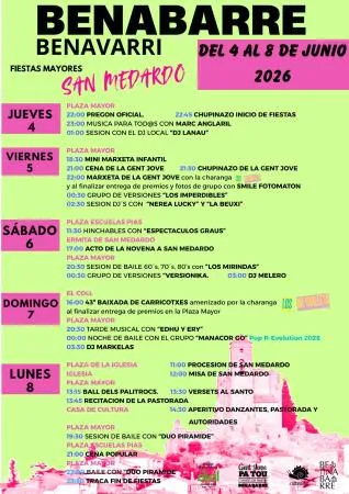 Benabarre celebra las Fiestas de Sant Medardo el 5 de junio de 2026