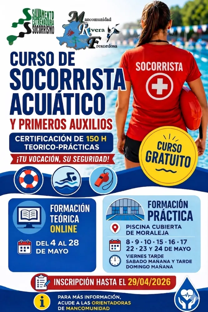 Curso de Socorrista y Primeros Auxilios en Moraleja del 4 al 8 de Mayo