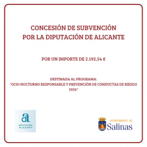 Salinas recibe 2.192 € de la Diputación para ocio nocturno responsable