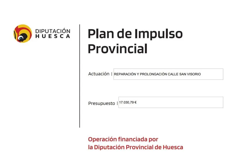 La Diputación de Huesca financia la mejora de la calle San Visorio en San Vicente de Labuerda