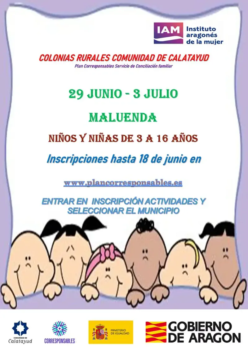 Colonias Rurales gratuitas para menores en la Comunidad de Calatayud