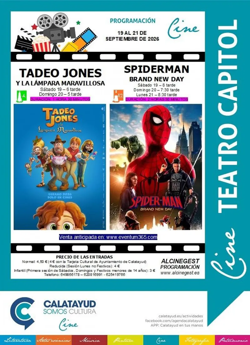 El Cine Capitol de Calatayud estrena "Tadeo Jones y el Llamado de la Selva" y "Spider-Man: Cruzando el Multiverso"