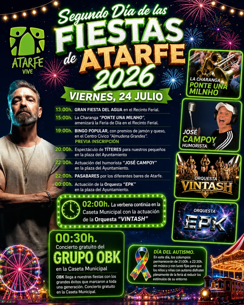 Atarfe celebra su segundo día de fiestas con música, humor y actividades para todos