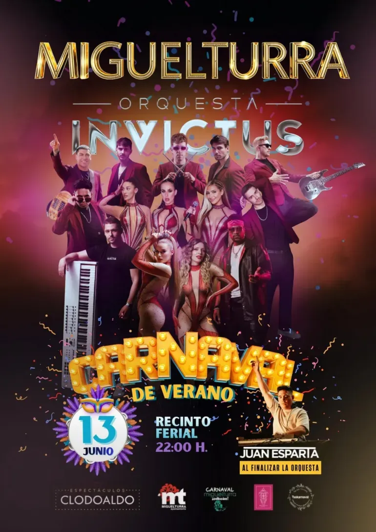 Miguelturra celebra el Carnaval de Verano con la Orquesta Invictus y Juan Esparta