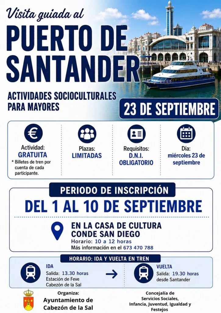 Cabezón de la Sal organiza una visita guiada gratuita al Puerto de Santander para mayores