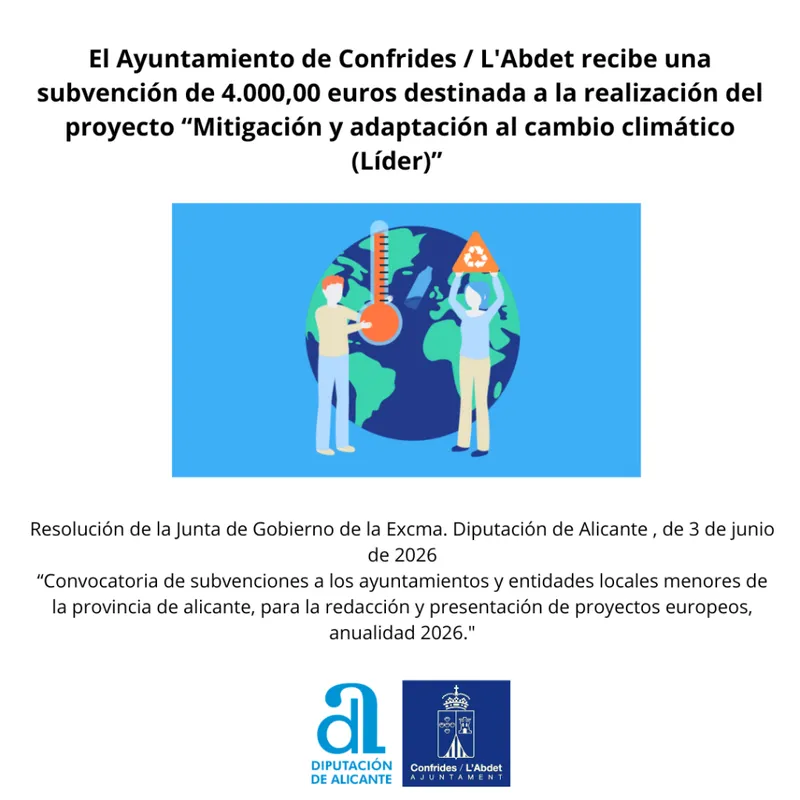Confrides recibe 4.000 euros para un proyecto de adaptación al cambio climático