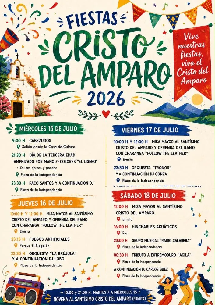 Jerte celebra las Fiestas del Cristo del Amparo del 15 al 18 de julio con orquestas y fuegos artificiales