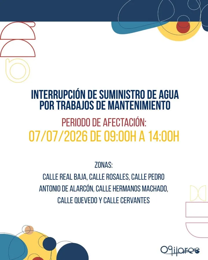 Corte de agua programado en Ogíjares el 7 de julio por trabajos de mantenimiento