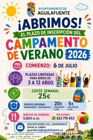 Aguilafuente abre el plazo para inscribir a los niños en los campamentos de verano 2026