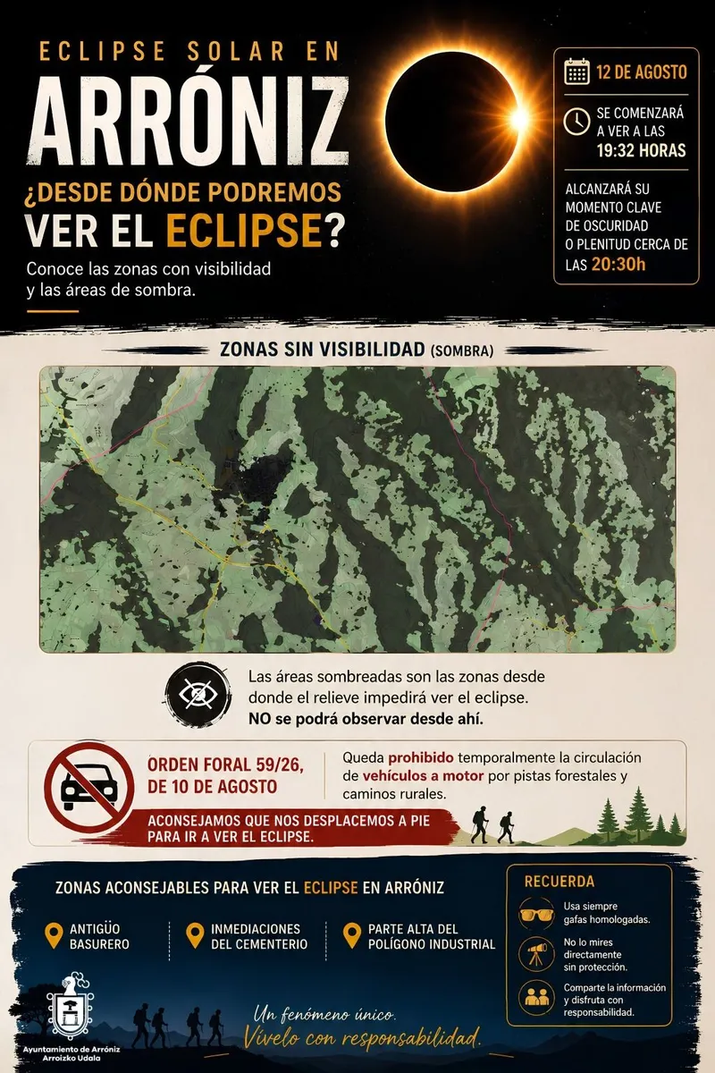 Arróniz habilita puntos de observación y restringe el acceso a caminos rurales por el eclipse solar