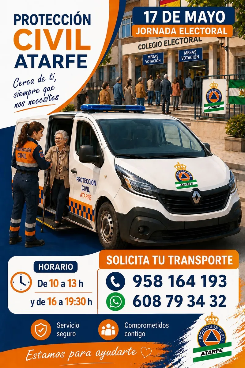 Protección Civil de Atarfe ofrece transporte para el 17 de mayo