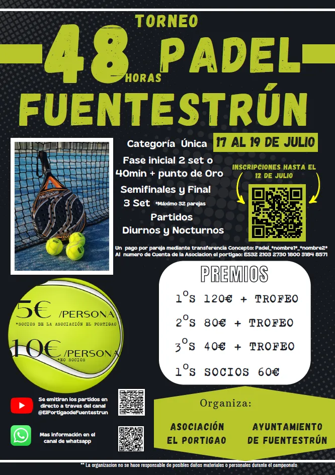 Fuentestrún celebra el torneo de pádel '48 Horas Padel'
