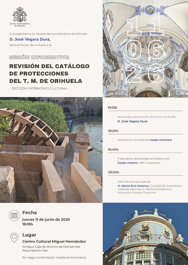 Orihuela presenta la revisión del Catálogo de Protecciones de Patrimonio Cultural