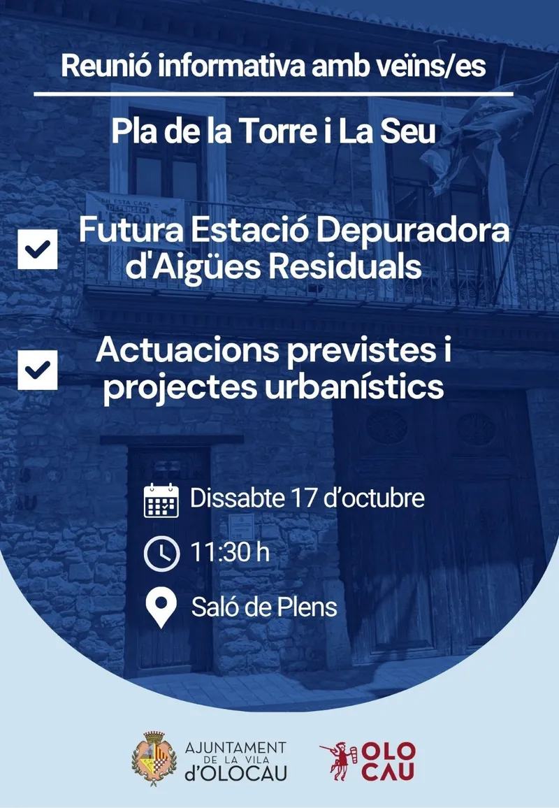 Olocau programa una reunión informativa sobre la futura depuradora de aguas residuales