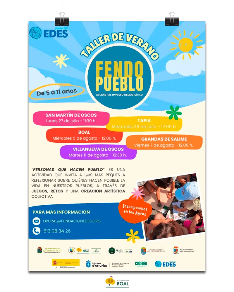 Boal acoge el taller de verano 'Fendo Pueblo' para niños este 5 de agosto