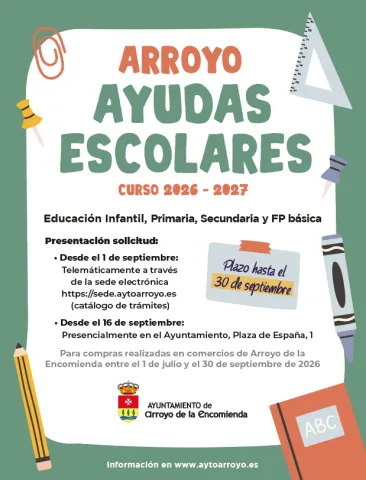 Arroyo de la Encomienda abre el 1 de septiembre el plazo para ayudas escolares de 100 euros