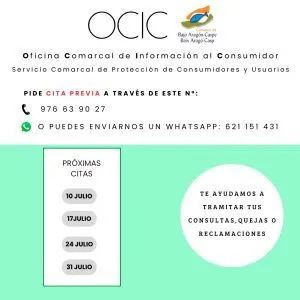 Caspe habilita la Oficina Comarcal de Información al Consumidor con cita previa