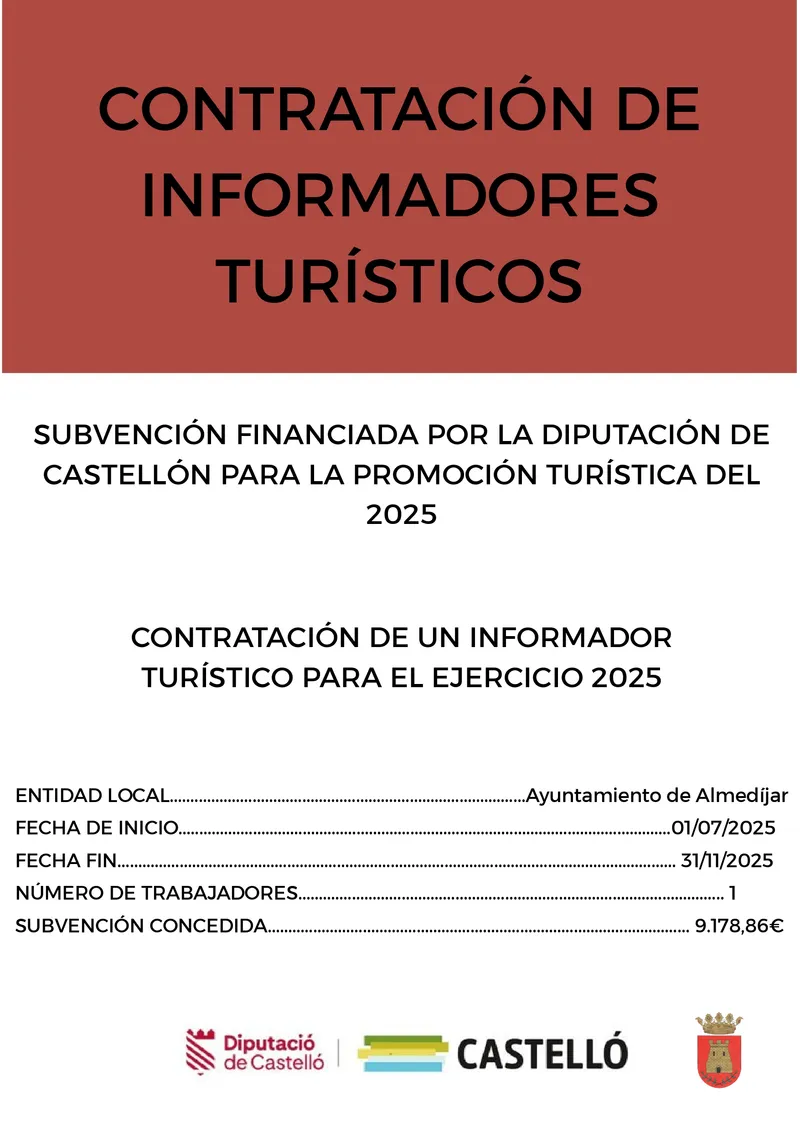 Almedíjar recibe una subvención para contratar un informador turístico en 2025
