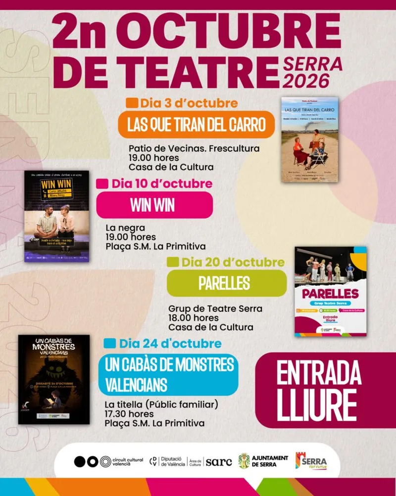 Serra celebra la segunda edición de 'Octubre de Teatre' con cuatro representaciones