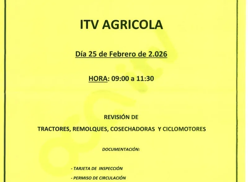 Hervías organiza la ITV Agrícola para el 25 de febrero