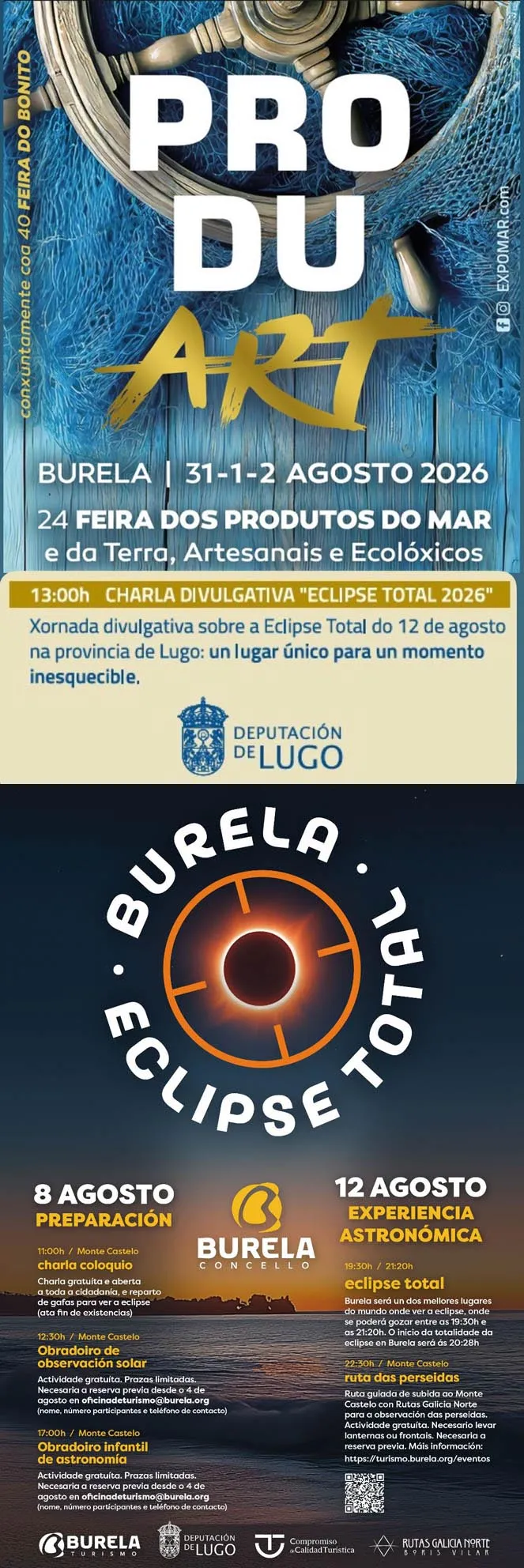 Burela se prepara para la eclipse solar total con charlas y observación de las Perseidas
