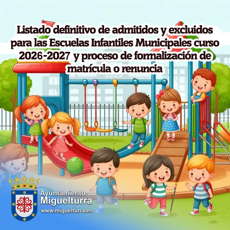 Miguelturra publica listados definitivos para la admisión en Escuelas Infantiles Municipales