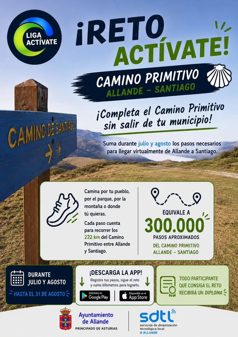 Allande lanza el "Reto Actívate": 300.000 pasos virtuales del Camino Primitivo este verano