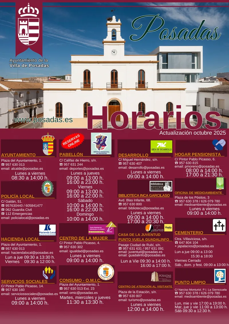 Ayuntamiento de Posadas: Nuevos horarios de atención al público