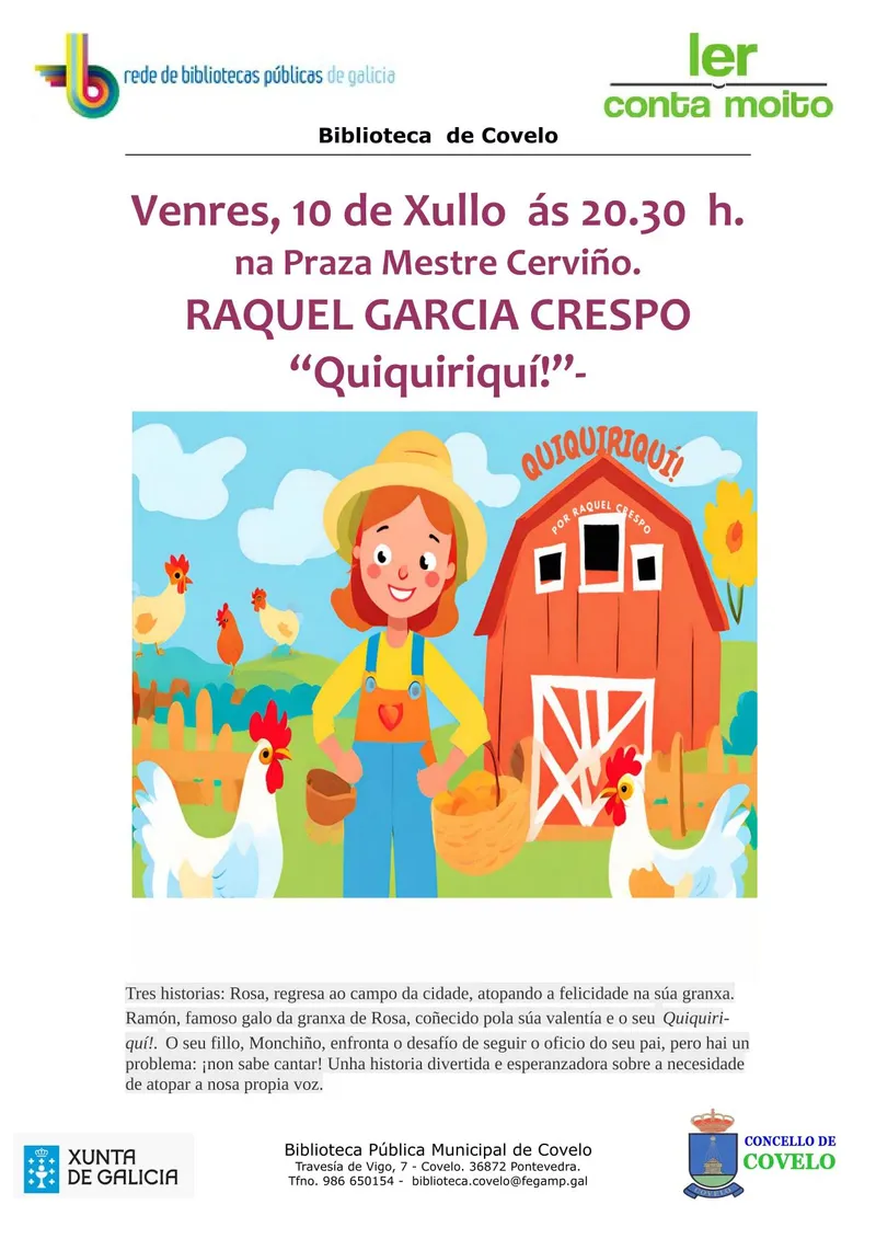 Covelo celebra un cuentacuentos familiar gratuito en la Praza Mestre Cerviño
