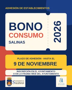 Salinas abre el plazo para que comercios y hostelería se adhieran al Bono Consumo 2026