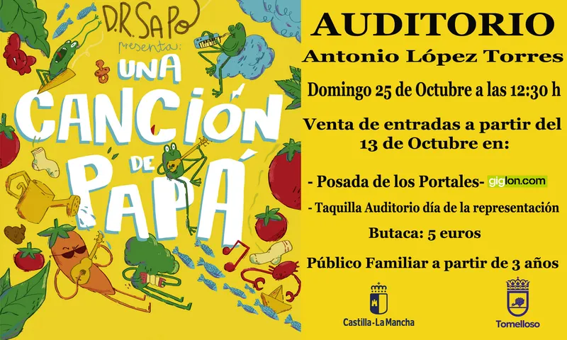 Tomelloso acoge el espectáculo infantil "Una Canción de Papá" el 25 de octubre