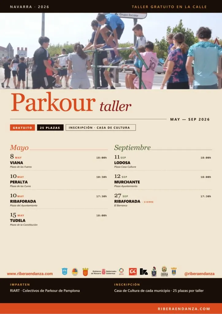 Murchante celebra el Festival Ribera en Danza con un taller de parkour para jóvenes