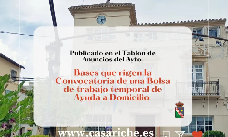 Casariche abre plazo para bolsa de empleo temporal en Ayuda a Domicilio