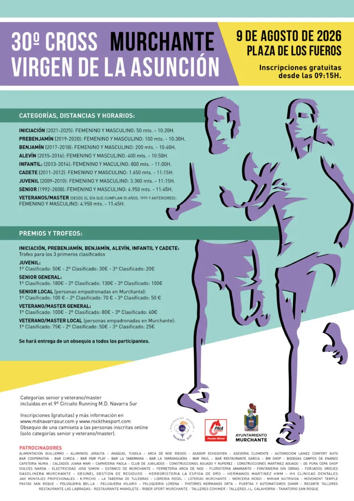 Murchante celebra la 30ª edición del Cross Virgen de la Asunción con inscripciones abiertas