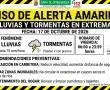 Alerta Amarilla por Lluvias y Tormentas en Extremadura este 17 de Octubre